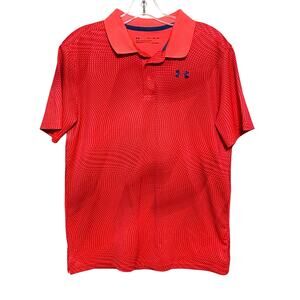 Under Armour Red Pink Swirl Polo Shirt Boys XL Heat Gear Athleisure Golf Preppy